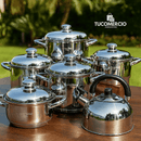 Juego de 6 ollas+ tetera SWISSHOME en Acero Inoxidable Grado Quirurgico